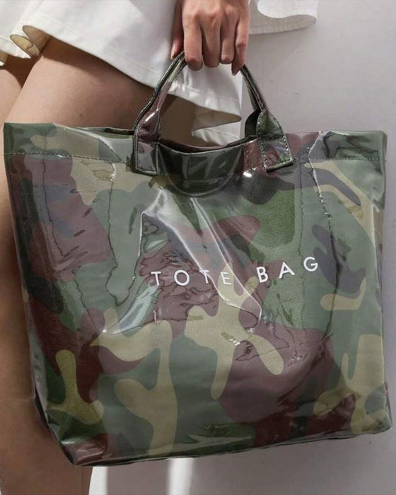 Women's Camo And And Leaf Print Tote Bag