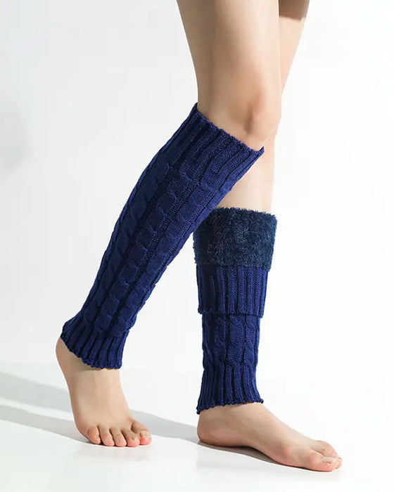 Fleece Lined Cable Knit Leg Warmers Thermal Boot Cuffs