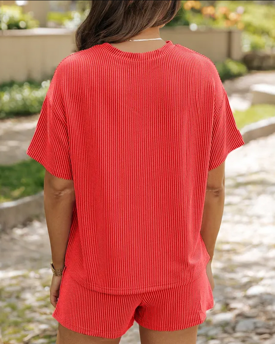 Stylish Striped Crew Neck Suit