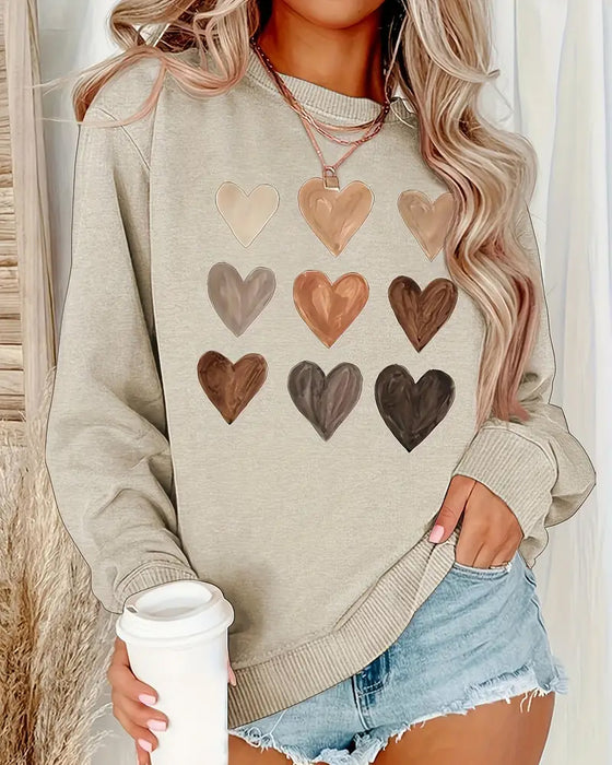 Colorful Heart-Shaped Pullover Sweatshirt