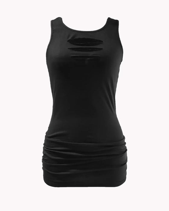 U-Neck Sleeveless Hollow Out Tank Top