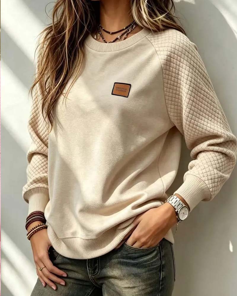 Crewneck Argyle Raglan Sleeve Pullover Sweatshirt