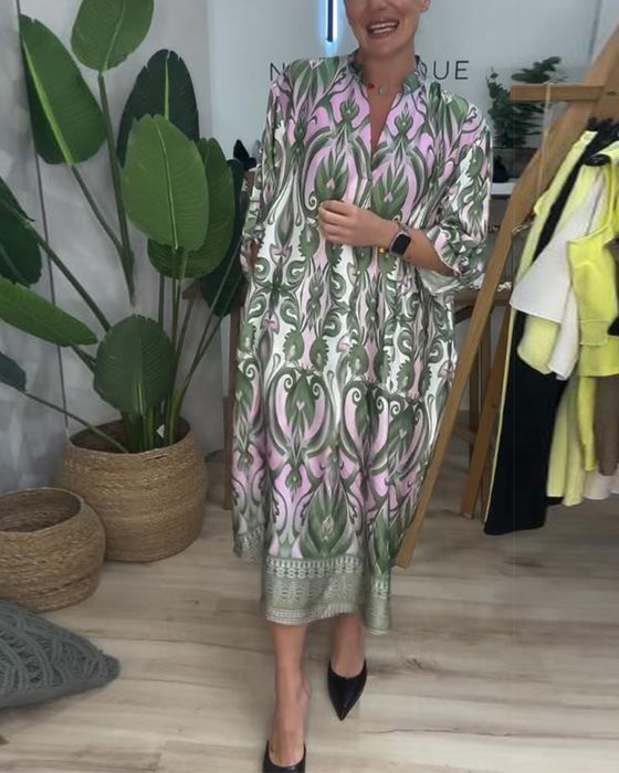 Puff Sleeve Paisley Dress