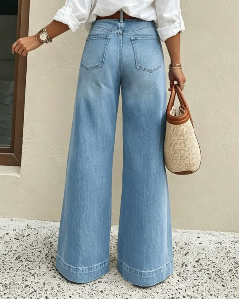Gradient Wide-Leg Denim Pants