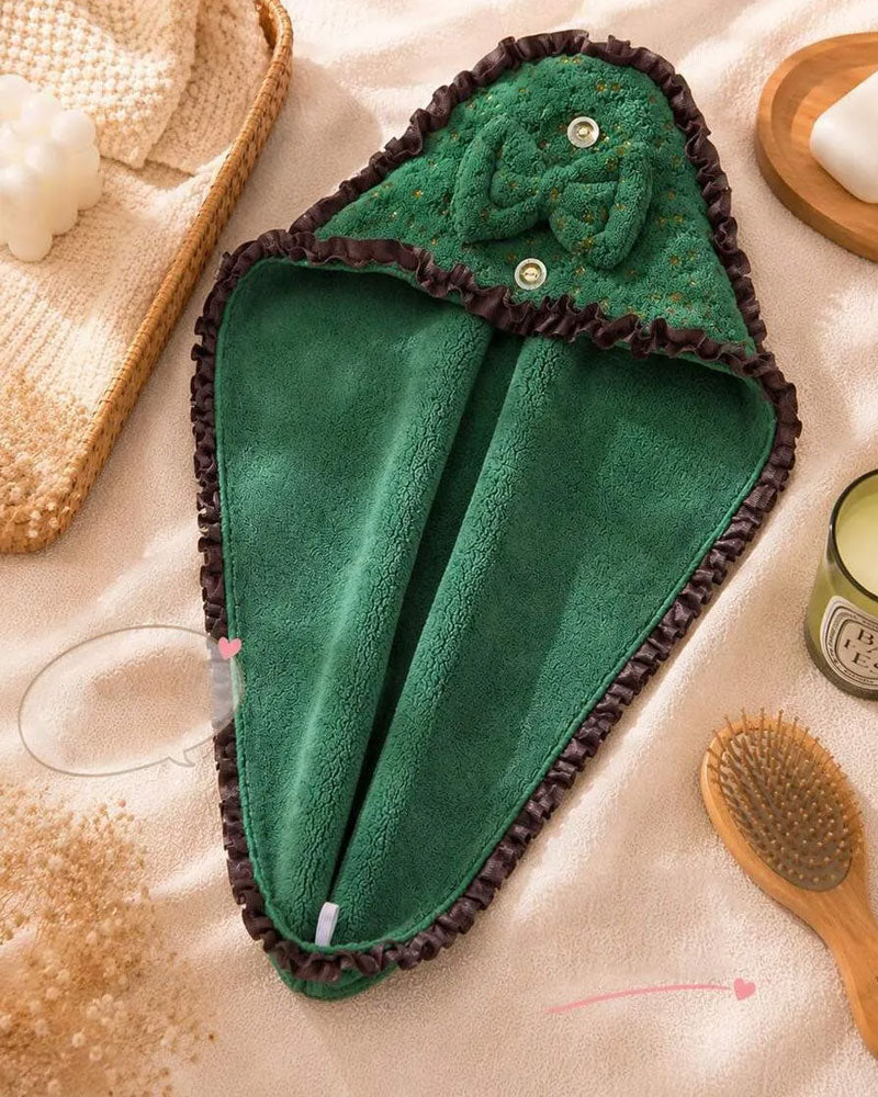 1pc Coral Fleece Floral Lace Women's Dry Hair Bath Cap