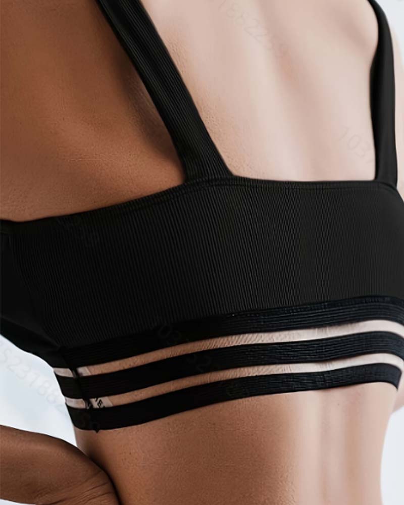 Stripe Patchwork Minimalist Solid Bikini