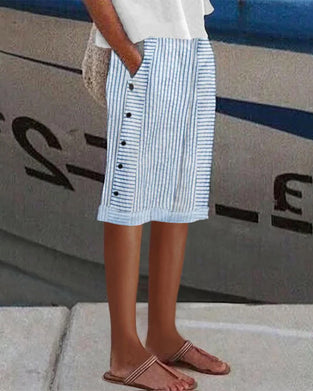 Casual Striped Pocket Shorts