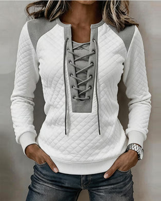 Lace-Up Slim-Fit Color-Block Sweatshirt