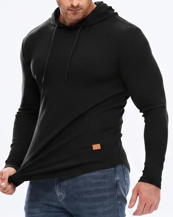 Men's Solid Color Long Sleeve Hooded Sweatshirt