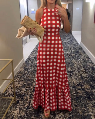 Casual Sleeveless Plaid Dress