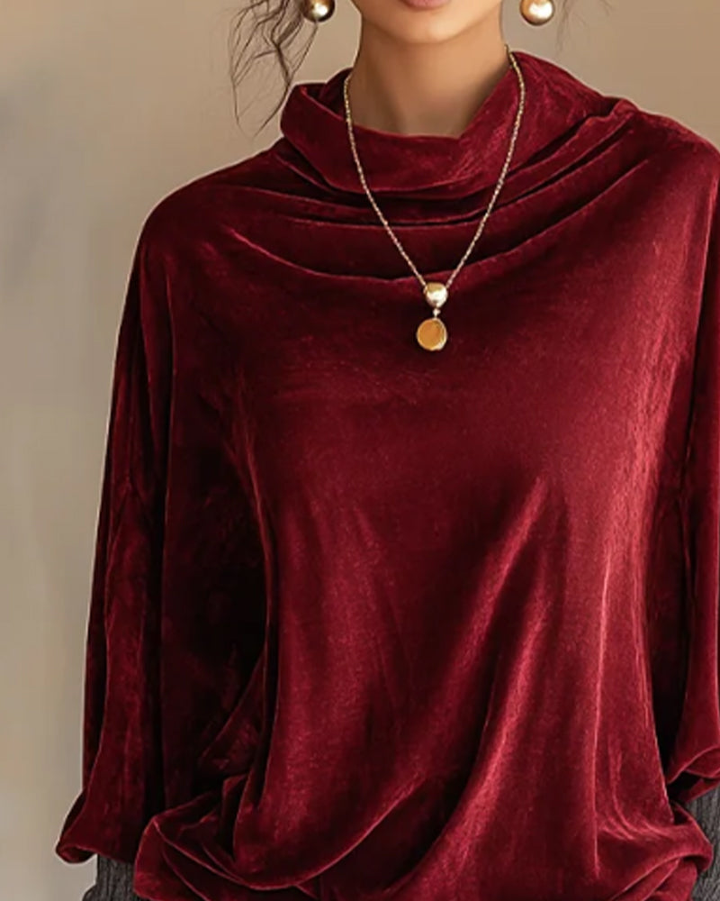 Draped Neck Casual Blouse