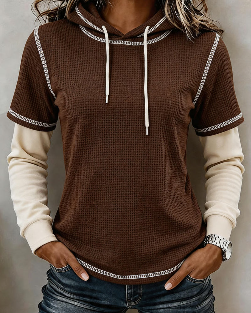 Waffle Color Block 2 In 1 Hoodie
