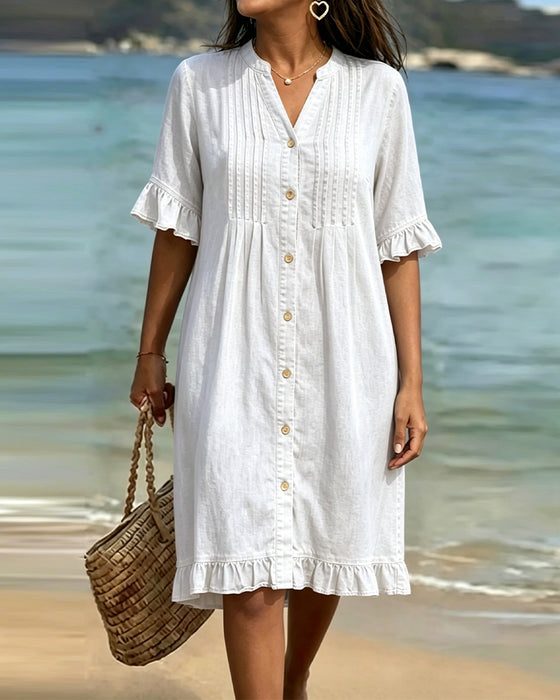 V-Neck Short-Sleeved Casual Dress