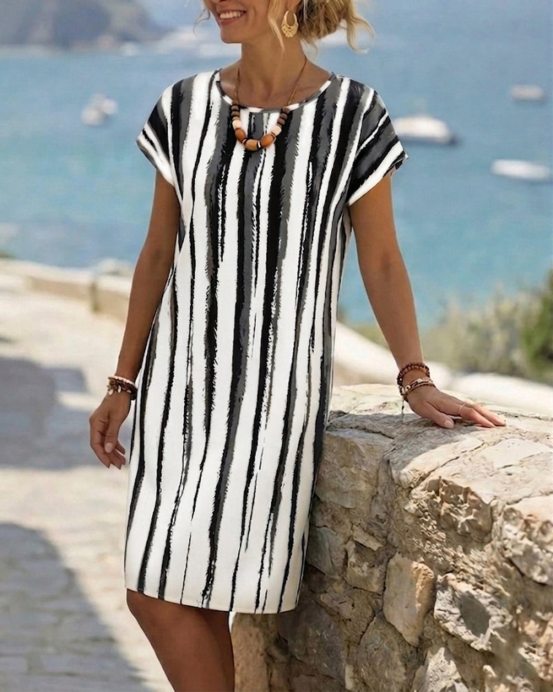 Vertical Stripe Shift Dress