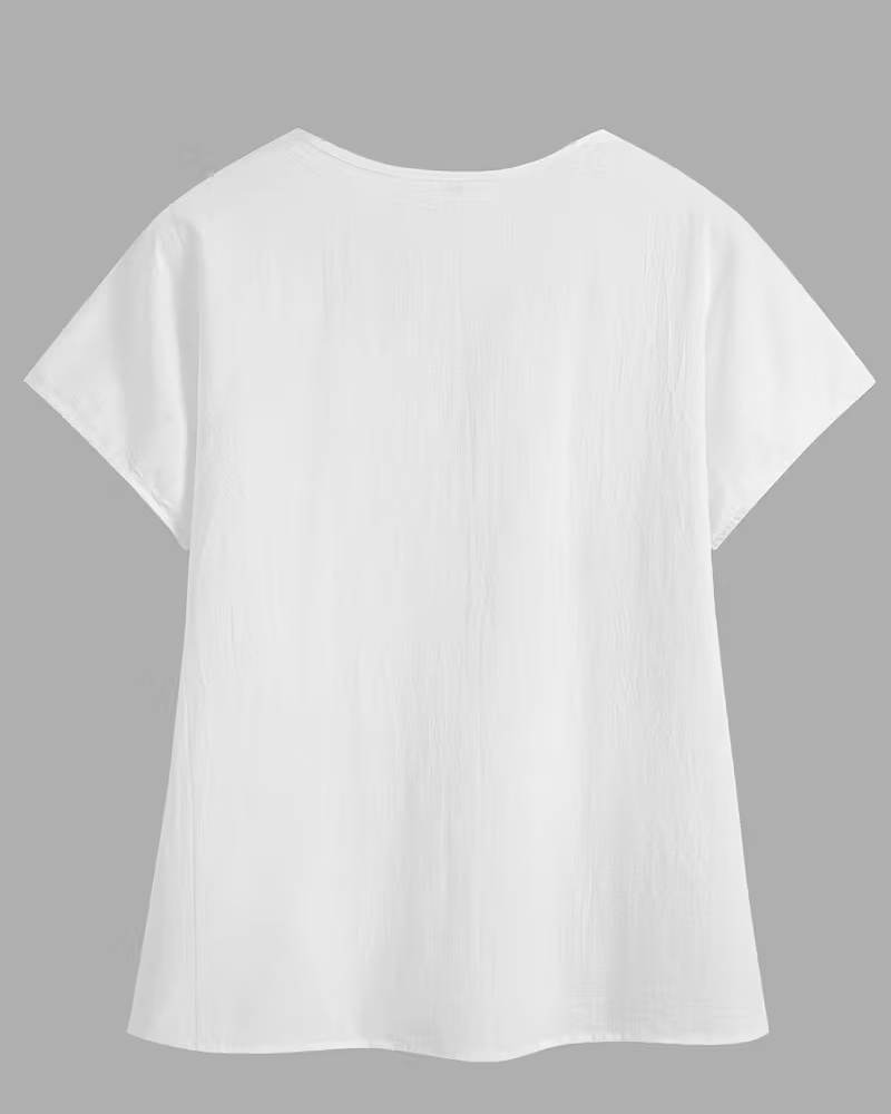 Cutout Peter Pan Collar Short Sleeve Blouse