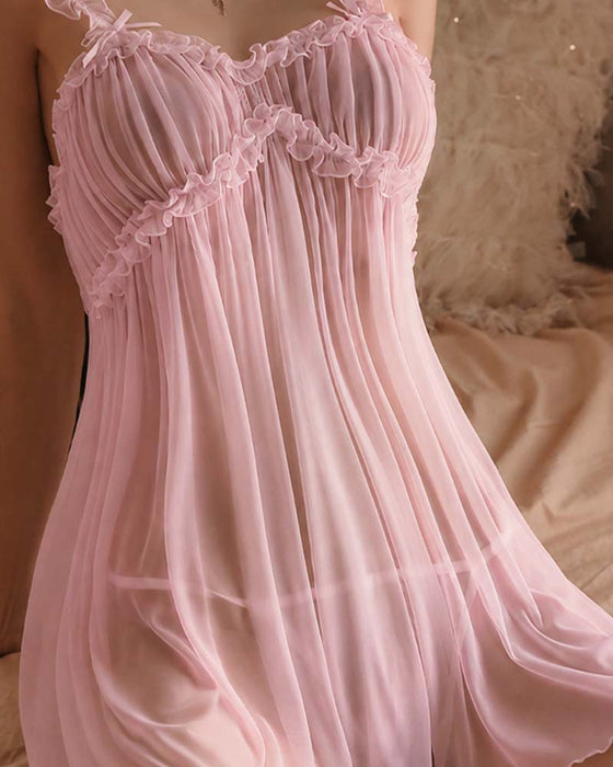 Sheer Mesh Strappy Sexy Nightdress