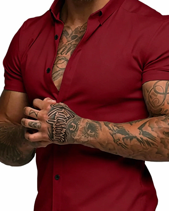 High Stretch Lapel Short Sleeve Men's Shirt