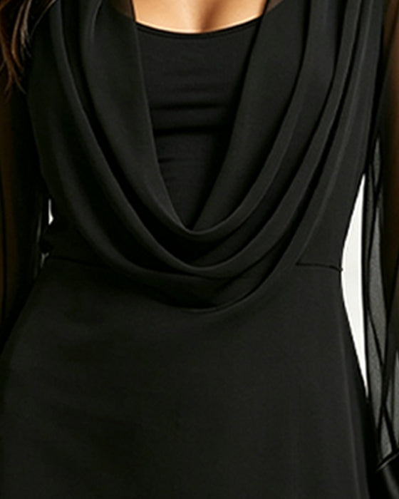 Stylish Drape Neck Sheer Dress