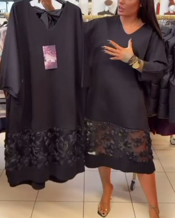 Stylish Back Bow V-Neck Dress