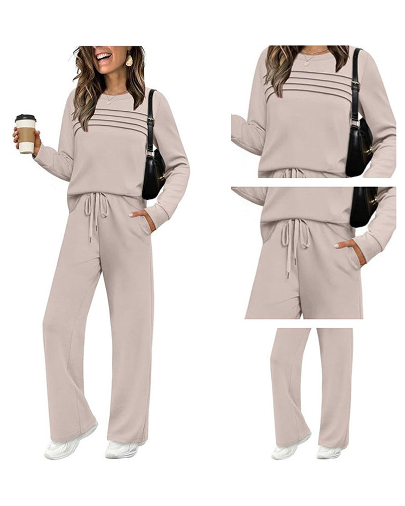 Women's Crewneck Top and Drawstring Pants Set