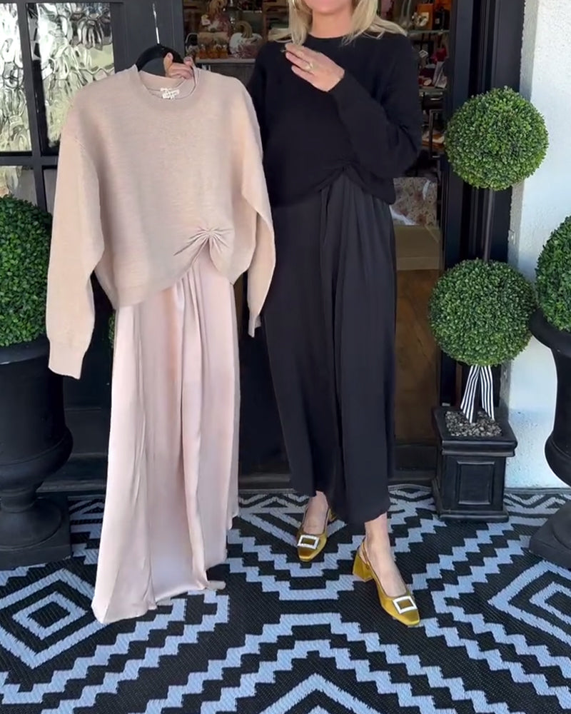 Solid Color Pleated Versatile Set