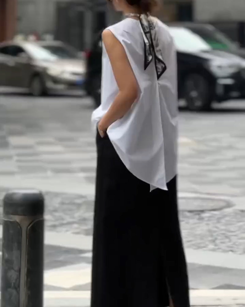 Irregular Sleeveless Vest Blouse
