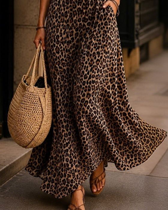 Square Neck Leopard Fashion Dress