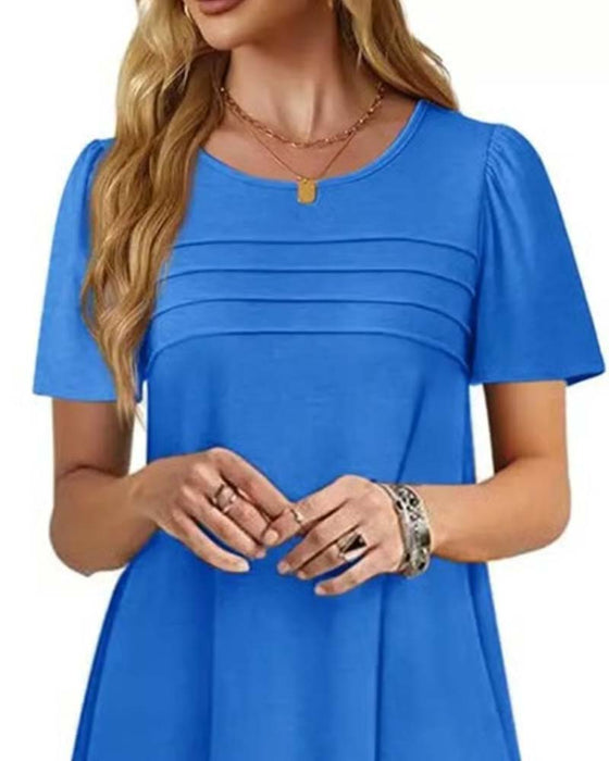 Ruffle Short Sleeve Round Neck Dress