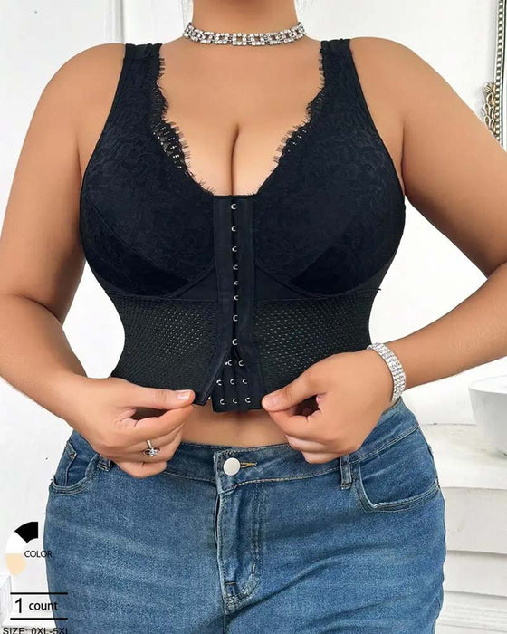 Women Front-Closure Buckle Push-Up Wire-Free Posture-Correcting Supportive Bra