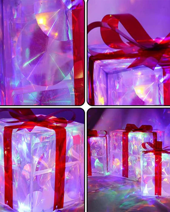 Christmas Decorations In The Form Of Glowing Gift Boxes