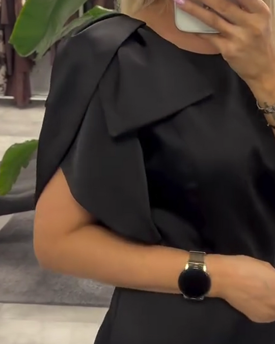 Bubble Short-Sleeved Round Neck Dress