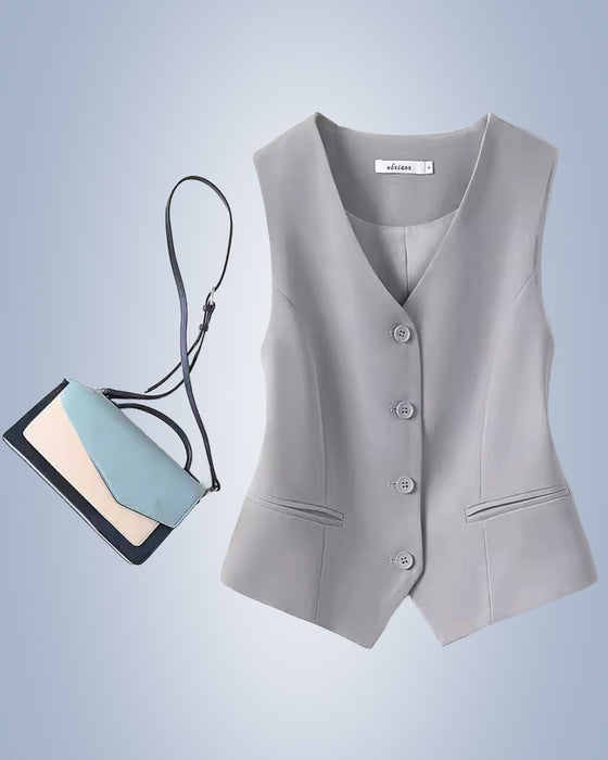Solid color women's suit vest jacket
