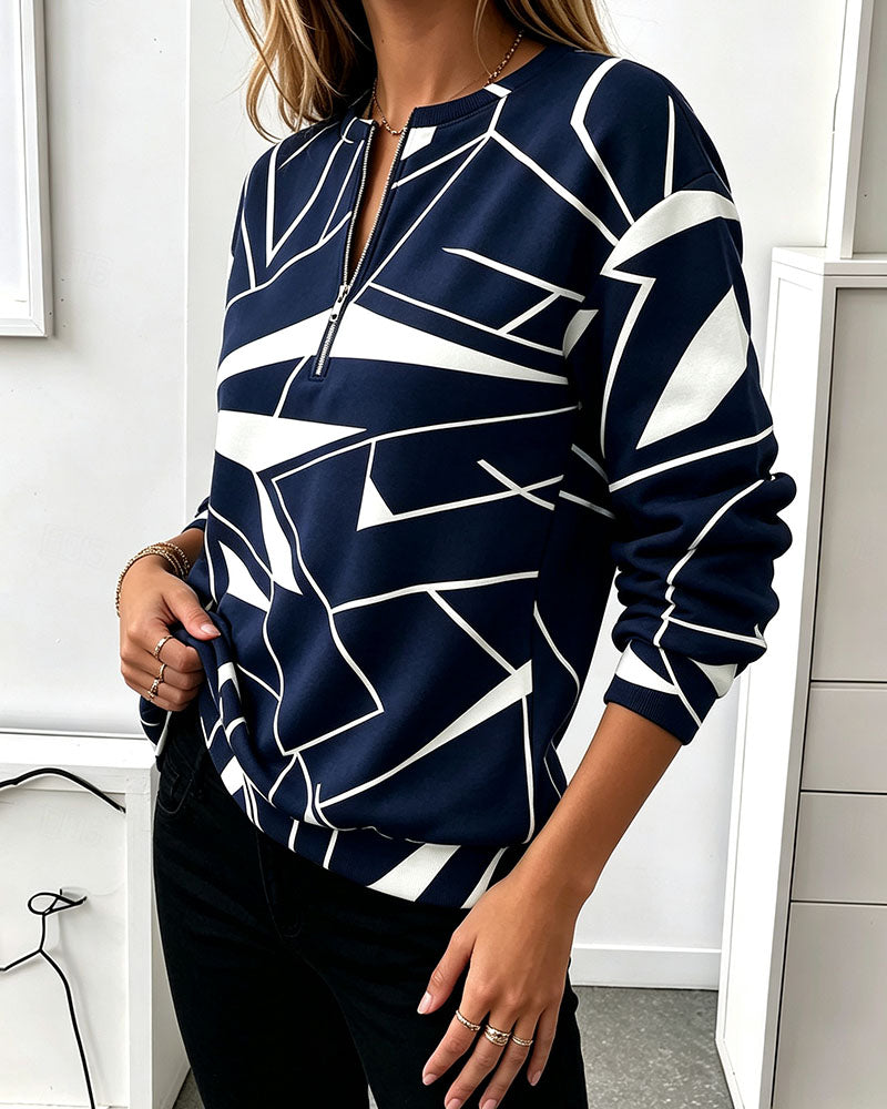 Casual Zip Long Sleeve Sweatshirt