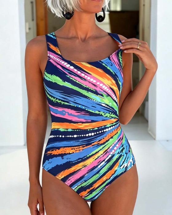 Vibrant Color Block One-Piece