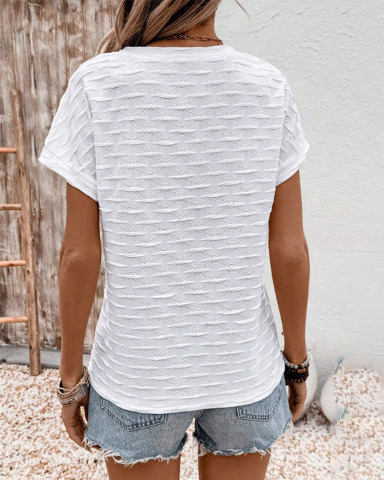 V-Neck All-Match Solid Color T-Shirt