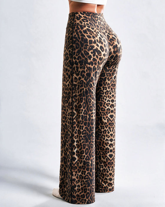 Women’s Leopard Print Wide Leg Athletic Pants