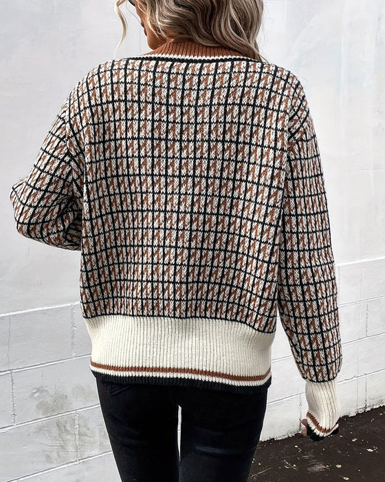 Vintage Plaid Button-Down Cardigan