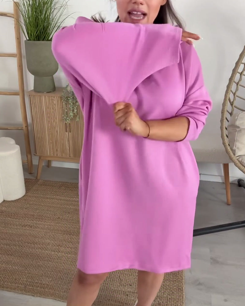 Pile Collar Loose Sweatshirt Dress