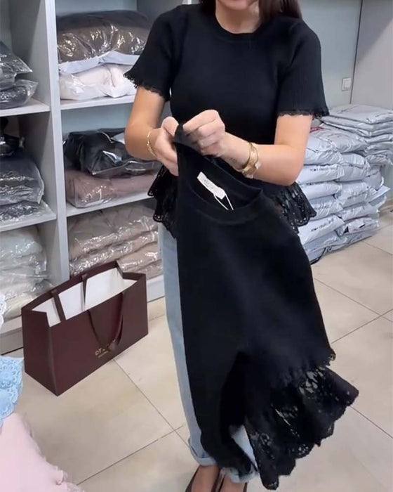 Solid Color Patchwork Ribbed Top