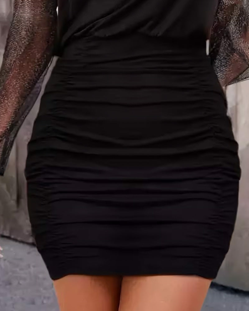 Solid Color Long Sleeve Dress