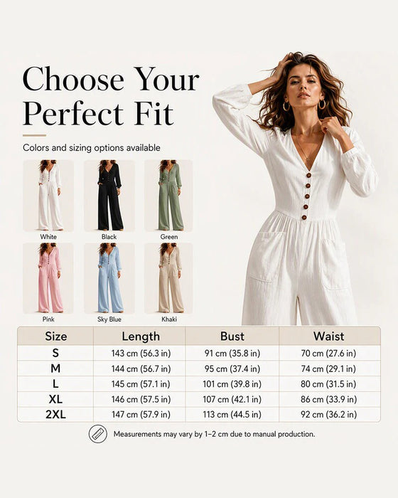 Casual Pocket Long Sleeve Jumpsuit