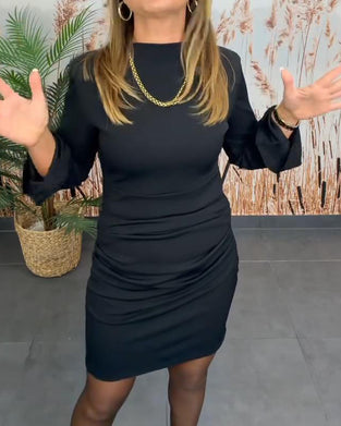 Flared Long-Sleeved Bodycon Dress