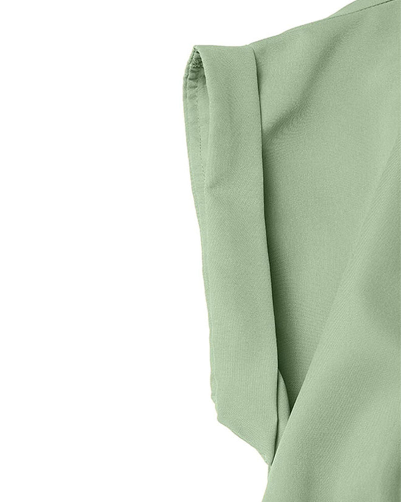 A-Line Tie High Waist Button Dress