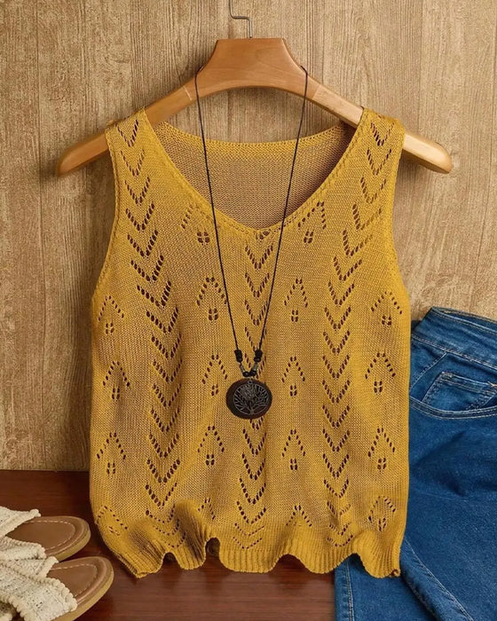V-Neck Cutout Sleeveless Pullover