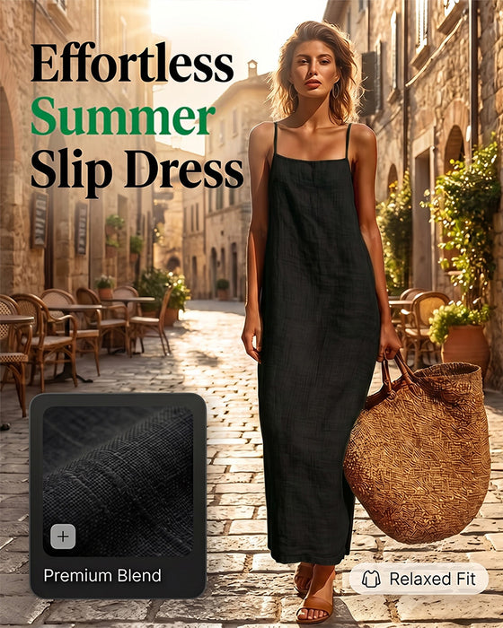 Solid Color Spaghetti Strap Maxi Dress