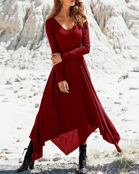 Irregular Hem Long-Sleeved Dress