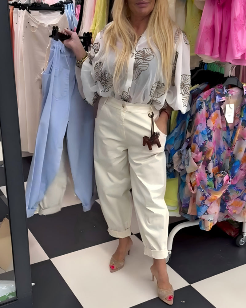 Fashion Elastic Waist Casual Pants