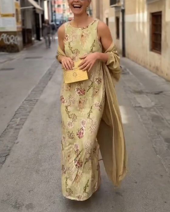 Sleeveless Maxi Dress + Matching Cardigan Set