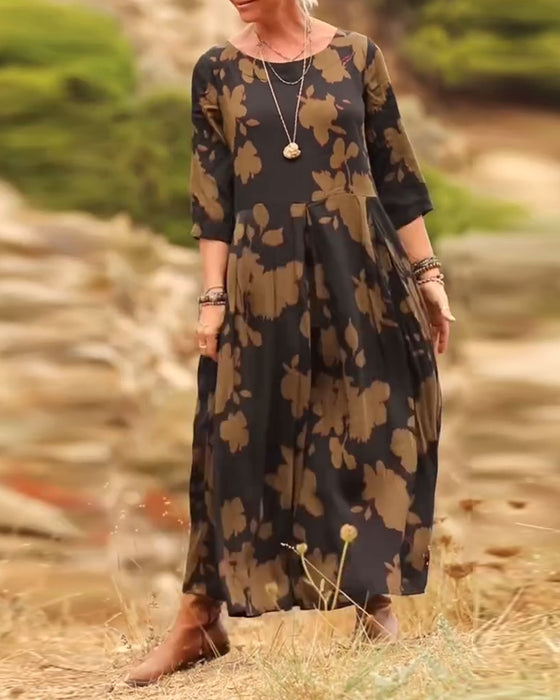 Temperament Retro Printed Dress