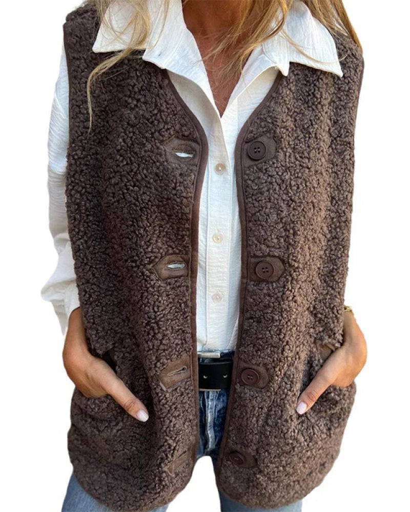 Women's Fall Button Down Short Warm Vest